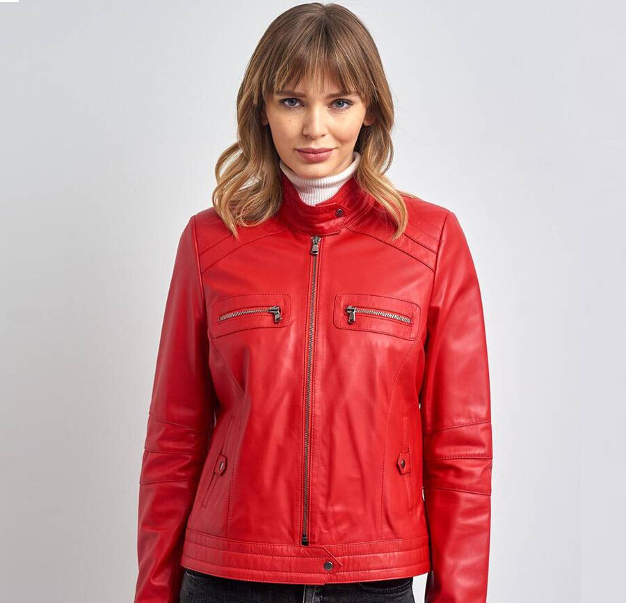 KADIN RENKLİ DERİ CEKET