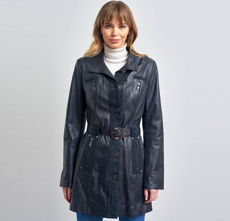 KADIN UZUN DERİ CEKET