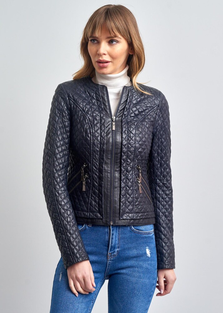AMELIE QUILTED SLIM FIT LEATHER COAT - Pierre Cardin (1)