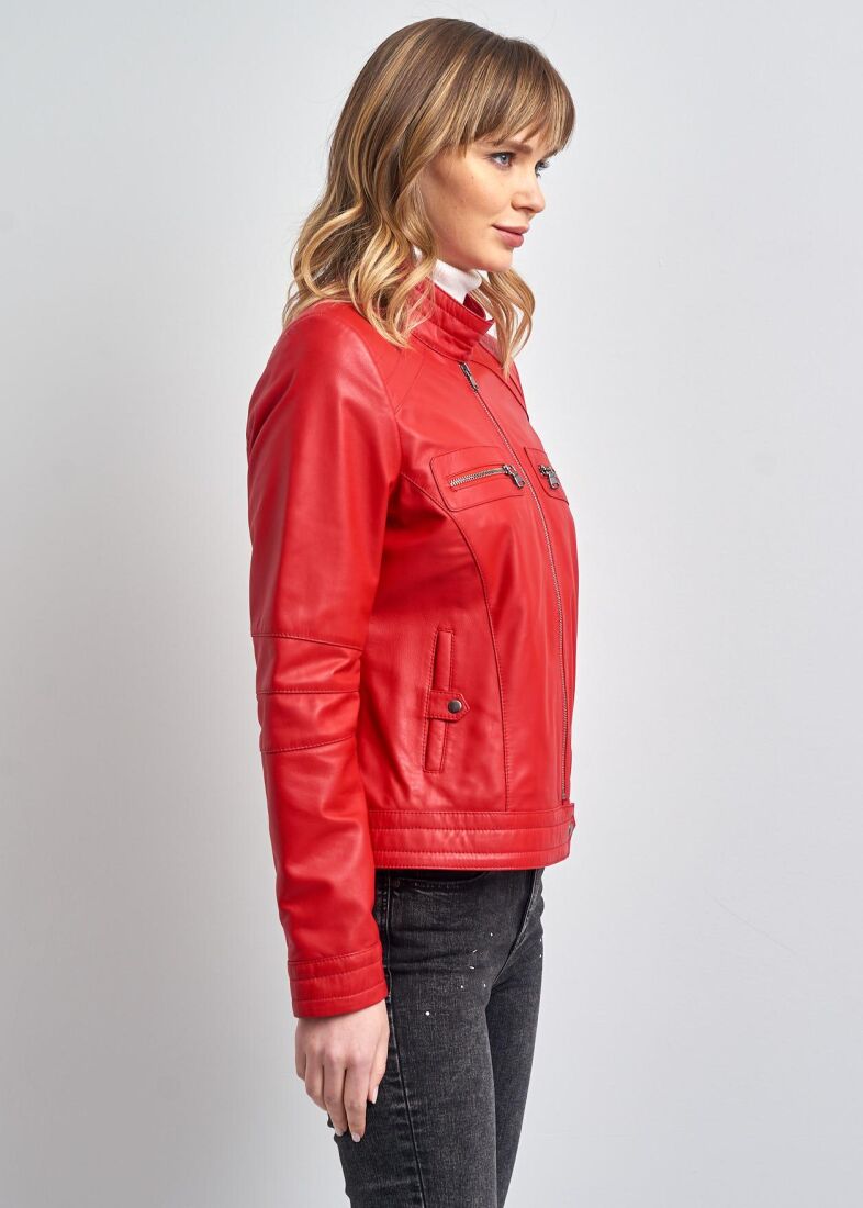 Lucie Kadin Biker Gerçek Deri Mont - 4