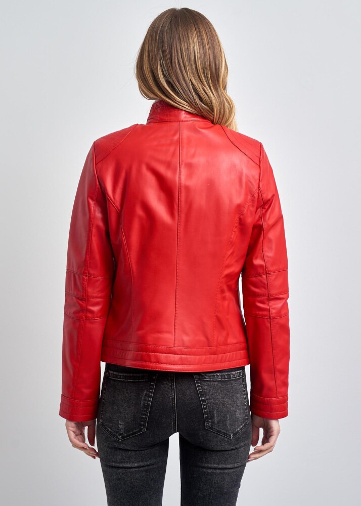 Lucie Kadin Biker Gerçek Deri Mont - 6