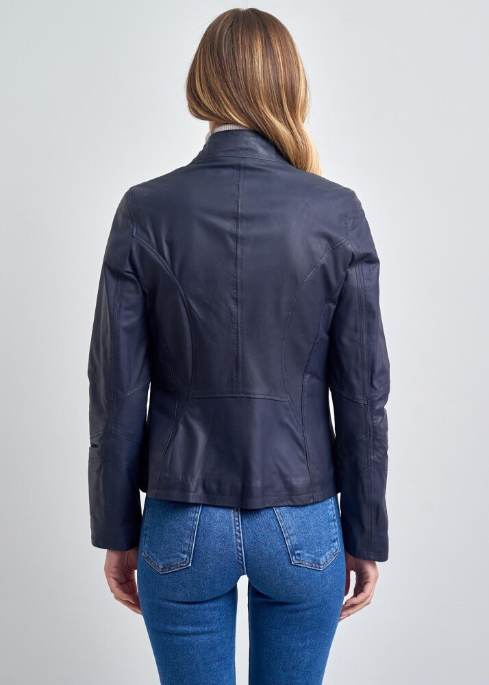 Marionx Kolej Yaka Fermuarli Gerçek Deri Ceket - 5