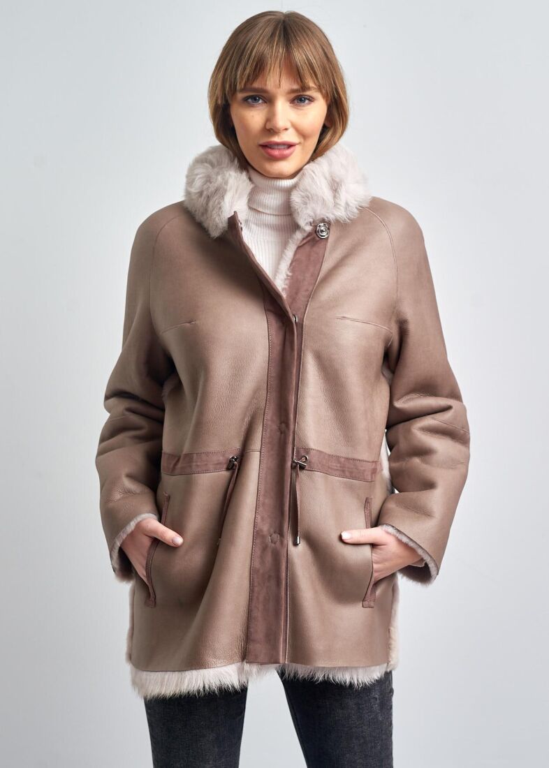 Adele Kürklü Süet Deri Ceket - 2