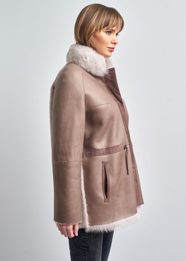 Adele Kürklü Süet Deri Ceket - 3