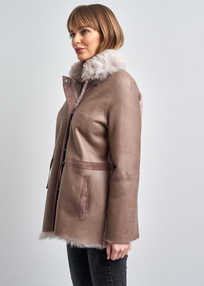 Adele Kürklü Süet Deri Ceket - 4