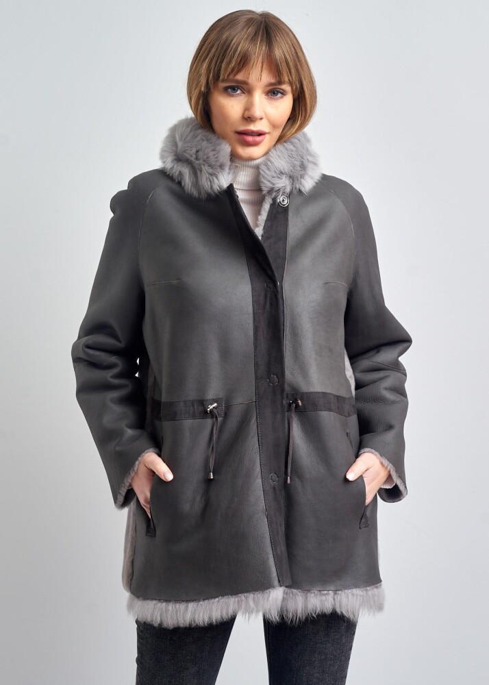 Adele Kürklü Süet Deri Ceket - 8