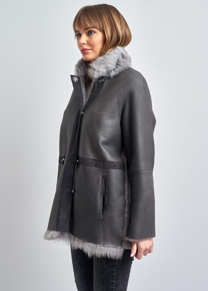 Adele Kürklü Süet Deri Ceket - 12