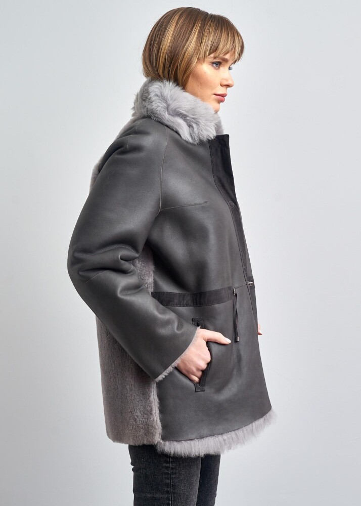 Adele Kürklü Süet Deri Ceket - 14