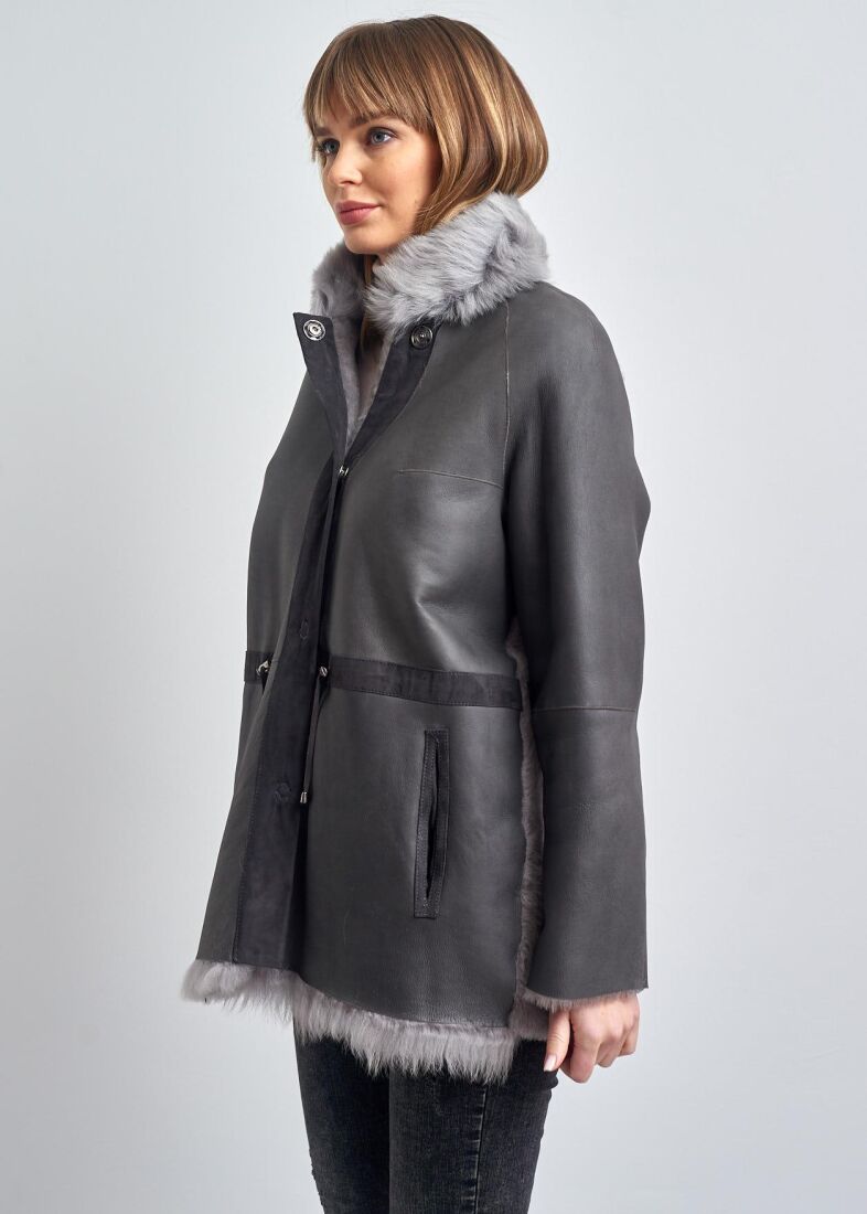 Adele Kürklü Süet Deri Ceket - 15