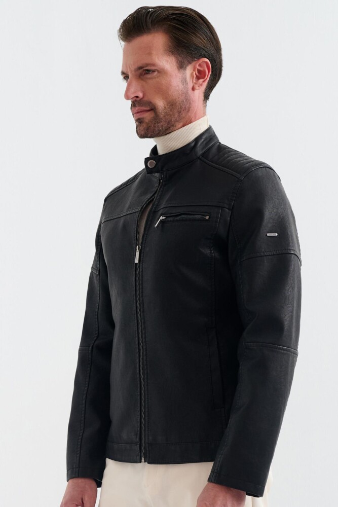 Blaise Fermuarli Erkek Suni Deri Mont - Pierre Cardin (1)