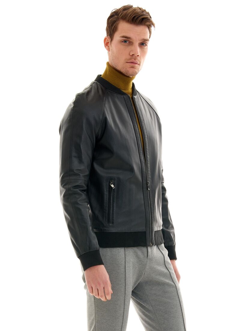 Jerome Fermuarli, Perfore Detayli Gerçek Deri Ceket - 2