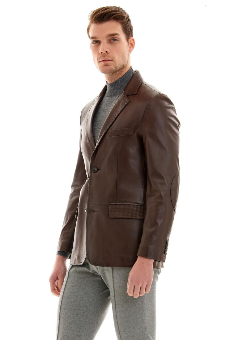 Tanguy Slim Fit Blazer Deri Ceket - 3