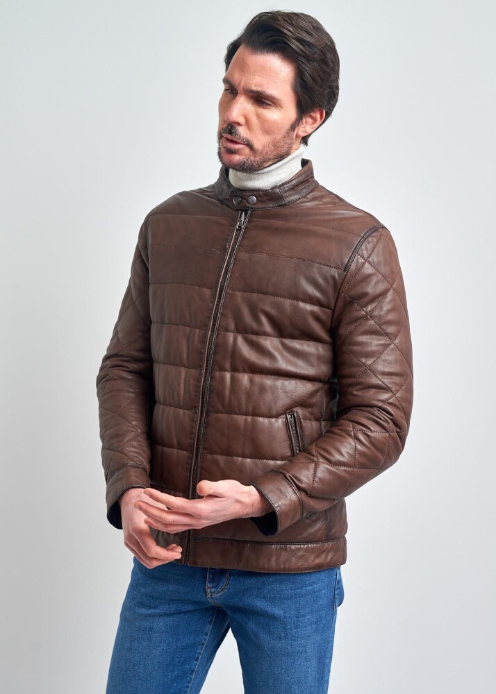 Edouard Elit Fermuarli Erkek Gerçek Deri, Spor Kesim, Çift Tarafli Mont - Pierre Cardin