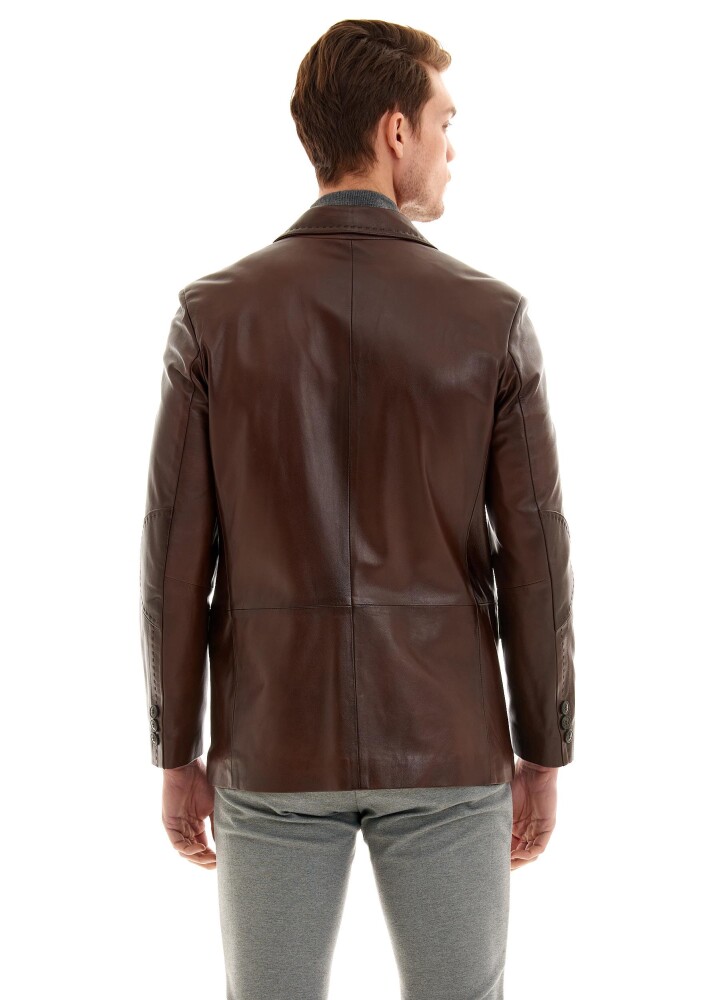 ETIENNE CLASSIC CUT BUTTONED GENUINE LEATHER JACKET - 4