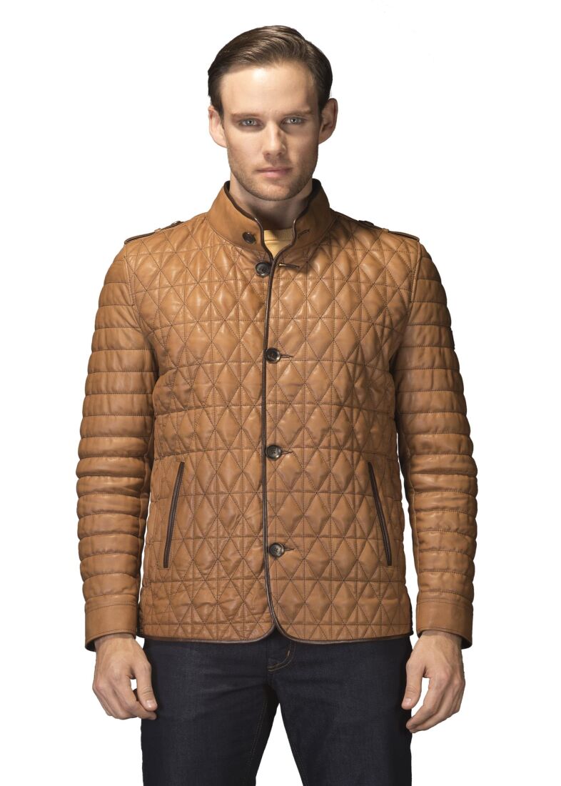 FRANÇOIS GARNISHED QUILTED GENUINE LEATHER JACKET - 1