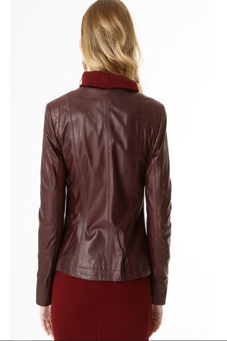 ISABELLA ZIPPERED GENUINE LEATHER JACKET - 4