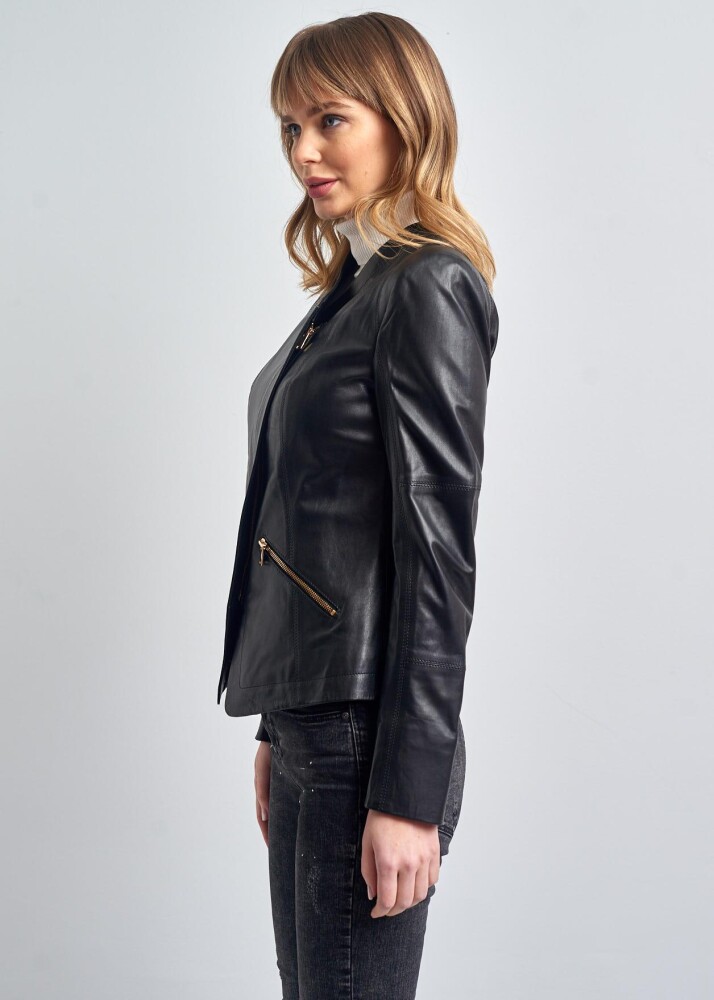 ISABELLA ZIPPERED GENUINE LEATHER JACKET - 7