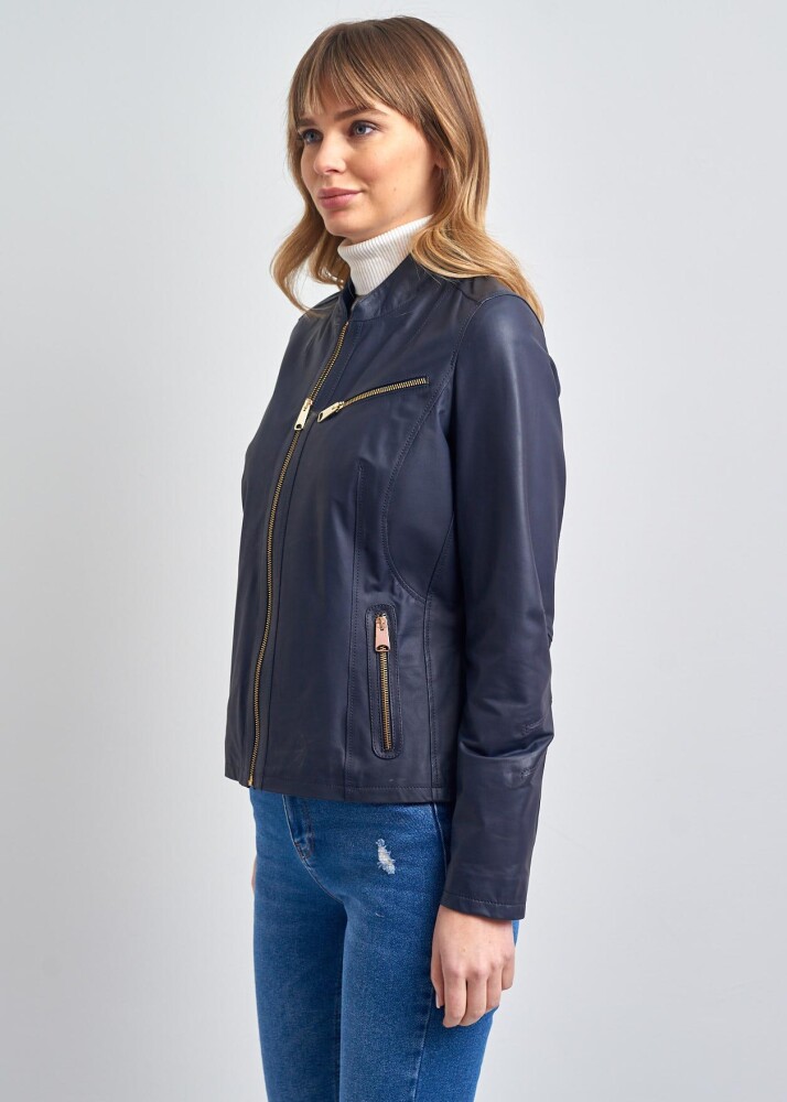 MARIONX COLLEGE COLLAR ZIPPERED GENUINE LEATHER JACKET - Pierre Cardin (1)