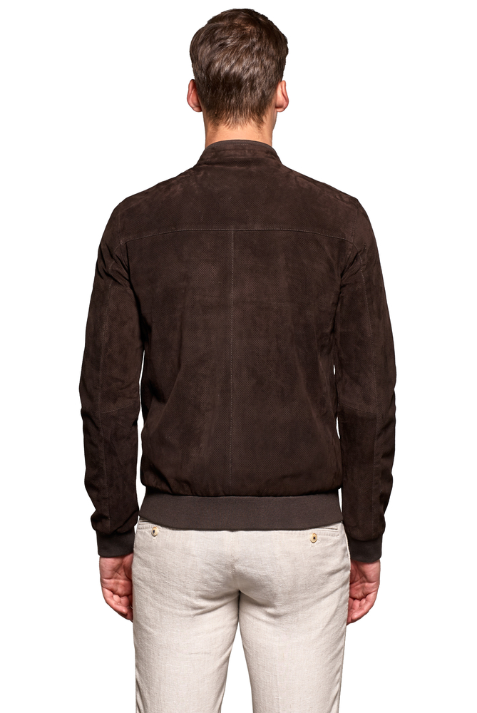 Men's Brown Sport Suede Genuine Leather Jacket - 3