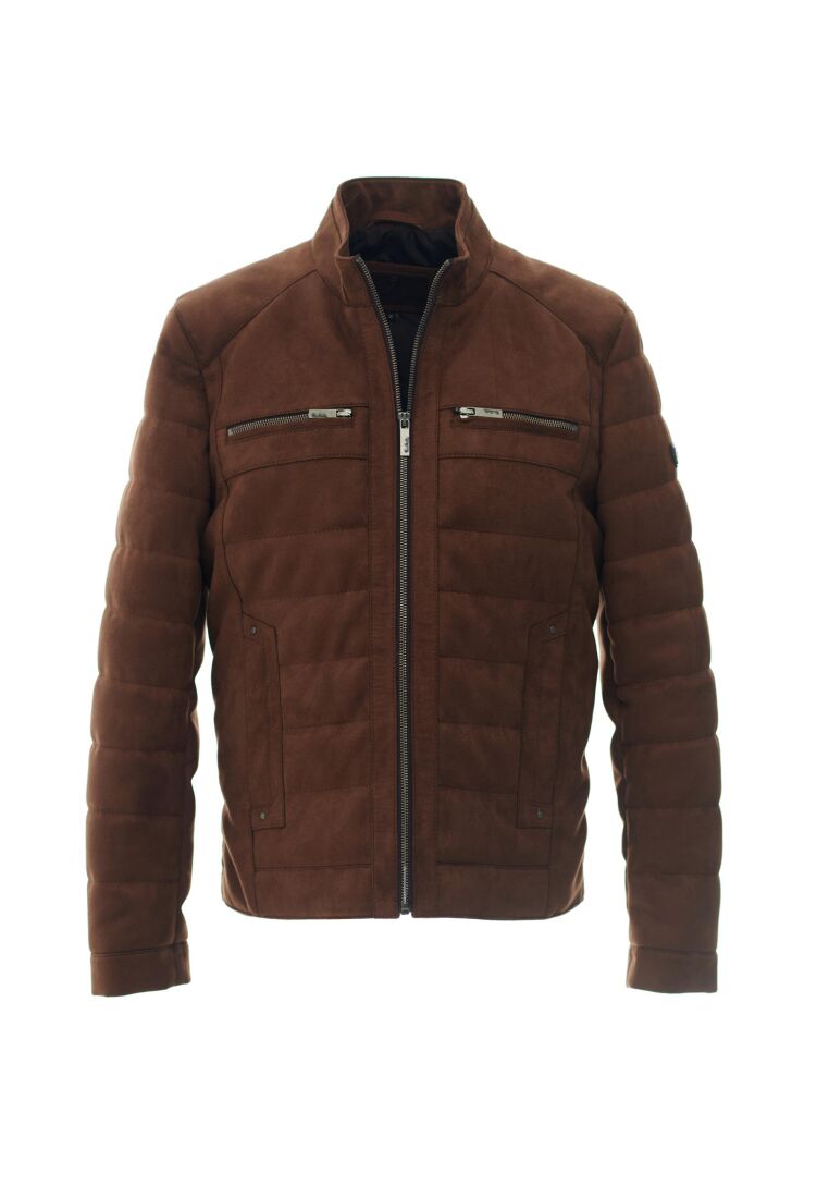 OLIVIER MODERN LEATHER COAT, STAND COLLAR, POCKETS DETAILED MEN'S FAUX LEATHER JACKET - 5