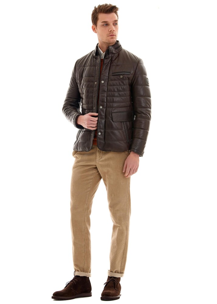 PIERRE CARDIN ALISTAIR SLIM FIT GARNISHED SNAP DETAIL GENUINE LEATHER JACKET - Pierre Cardin (1)