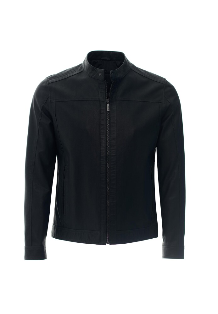 Pierre Cardin Cedric Biker Tarzi Deri Dokuma , Regular Fit, Erkek Suni Deri Mont - 6