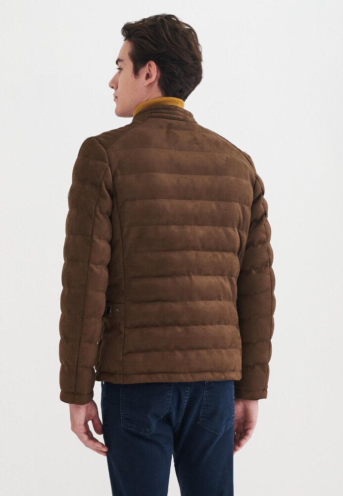 PIERRE CARDIN GASTON NAVY STAND COLLAR ZIPPERED MEN'S FAUX LEATHER COAT - Pierre Cardin (1)