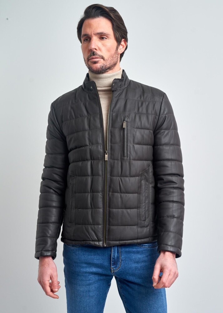 PIERRE CARDIN MARION STAND COLLAR GENUINE LEATHER COAT - Pierre Cardin
