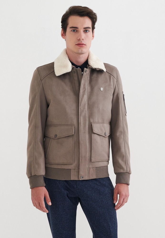 PIERRE CARDIN THEO FUR COLLARED MEN'S LEATHER COAT, FAUX LEATHER - Pierre Cardin