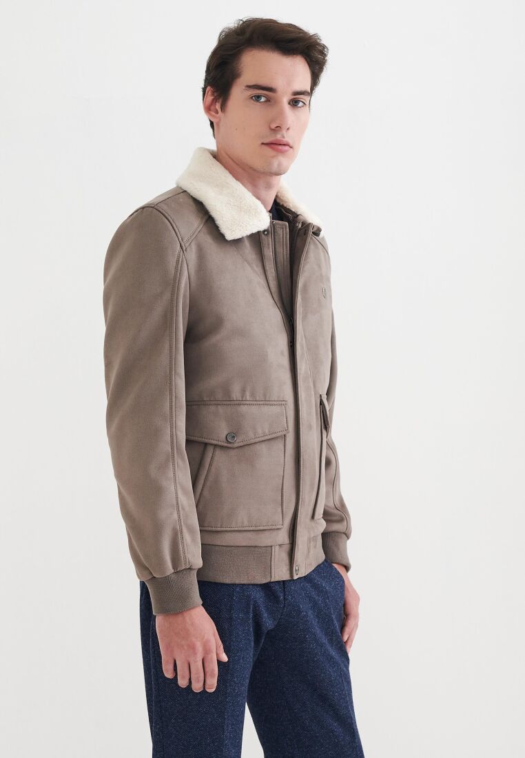 PIERRE CARDIN THEO FUR COLLARED MEN'S LEATHER COAT, FAUX LEATHER - 2