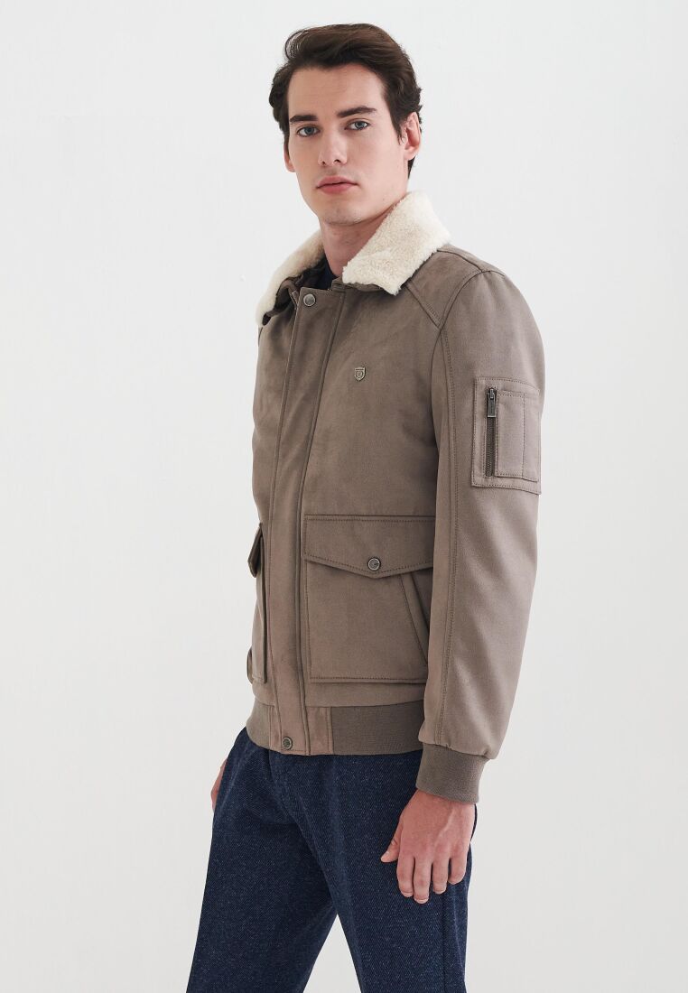 PIERRE CARDIN THEO FUR COLLARED MEN'S LEATHER COAT, FAUX LEATHER - 5