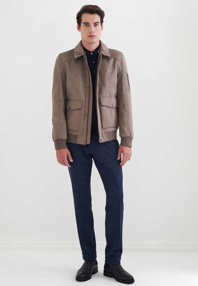PIERRE CARDIN THEO FUR COLLARED MEN'S LEATHER COAT, FAUX LEATHER - 4