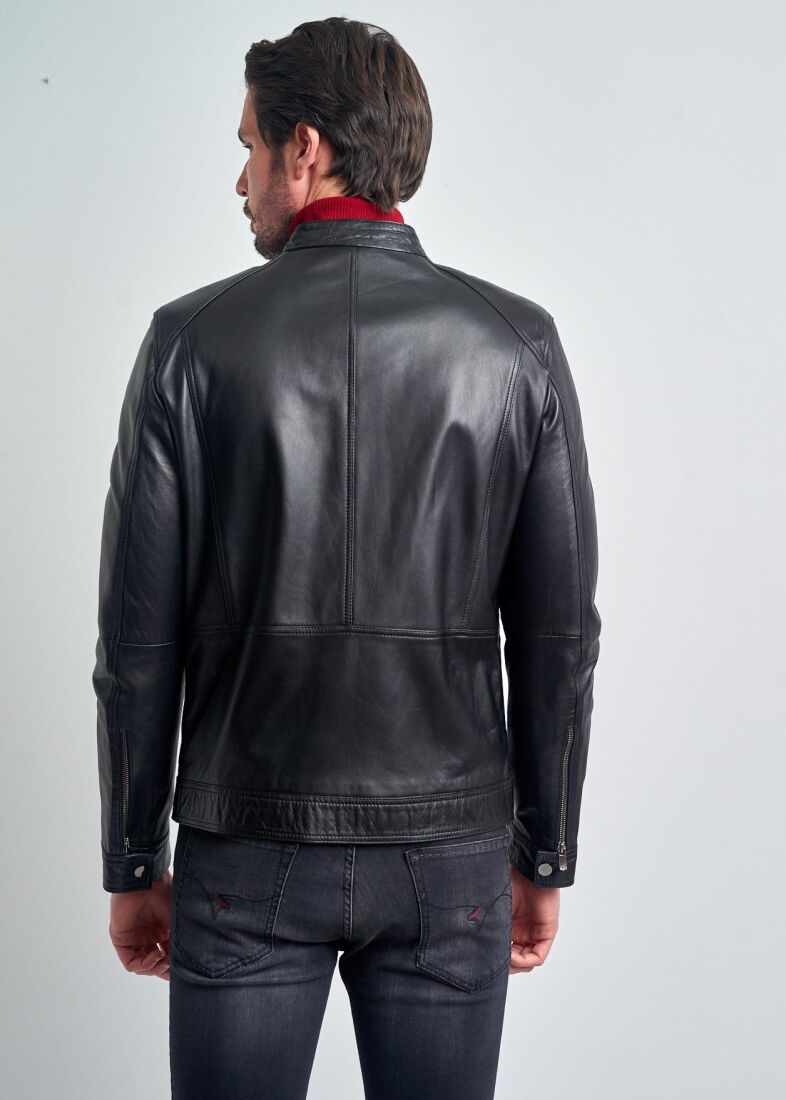 RENAUD BIKER GENUINE LEATHER JACKET - 10