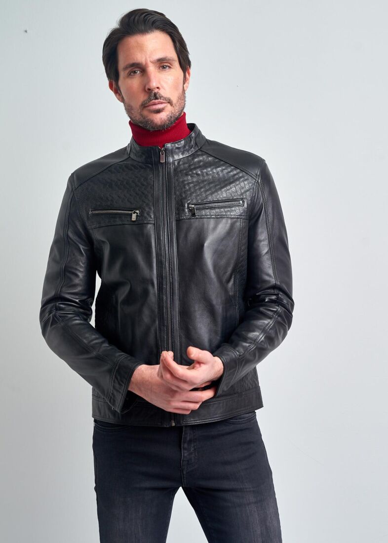 RENAUD BIKER GENUINE LEATHER JACKET - 1