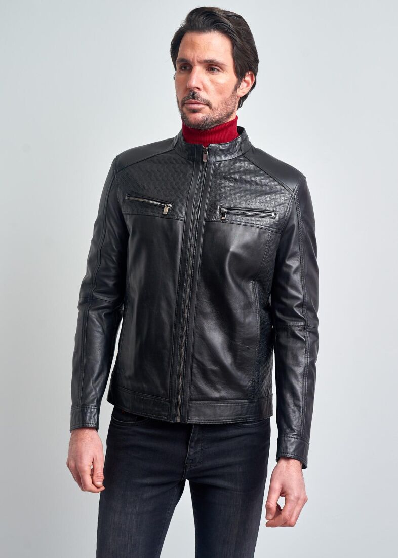 RENAUD BIKER GENUINE LEATHER JACKET - 2