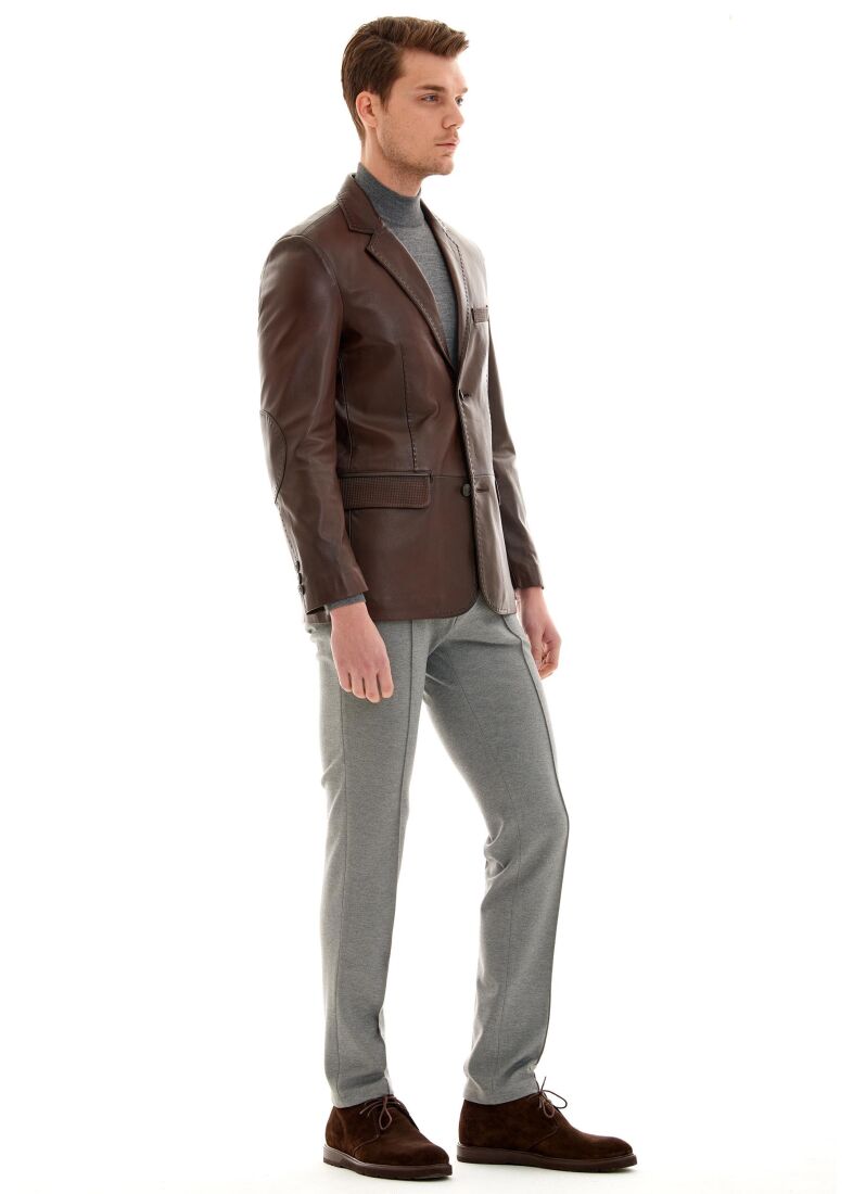 TANGUY SLIM FIT BLAZER LEATHER JACKET - 1