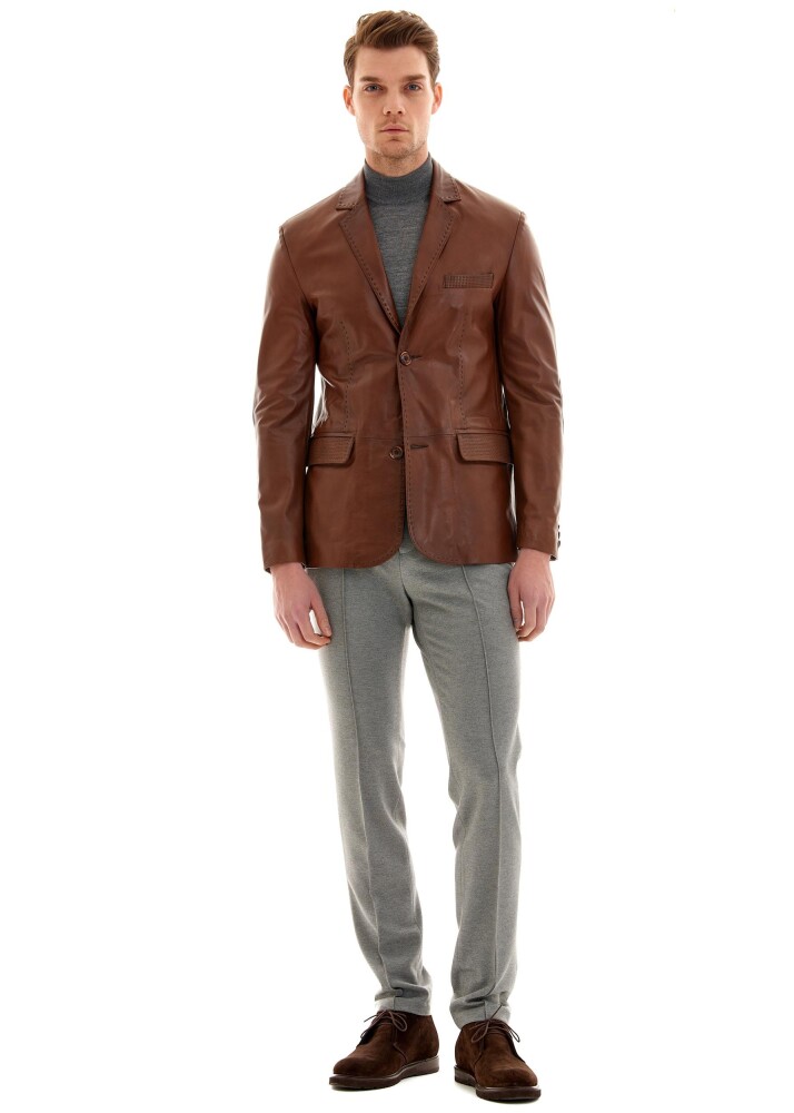 TANGUY SLIM FIT BLAZER LEATHER JACKET - 5