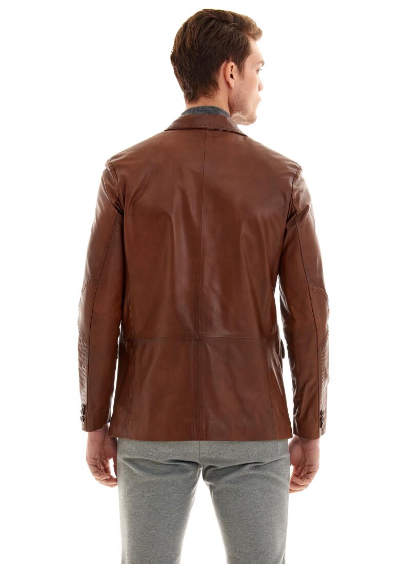 TANGUY SLIM FIT BLAZER LEATHER JACKET - 8