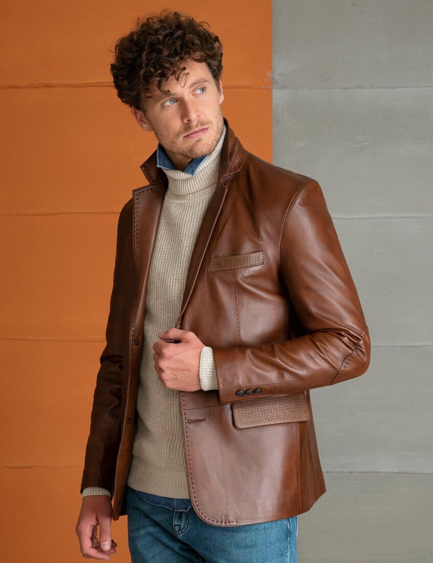 TANGUY SLIM FIT BLAZER LEATHER JACKET - 9