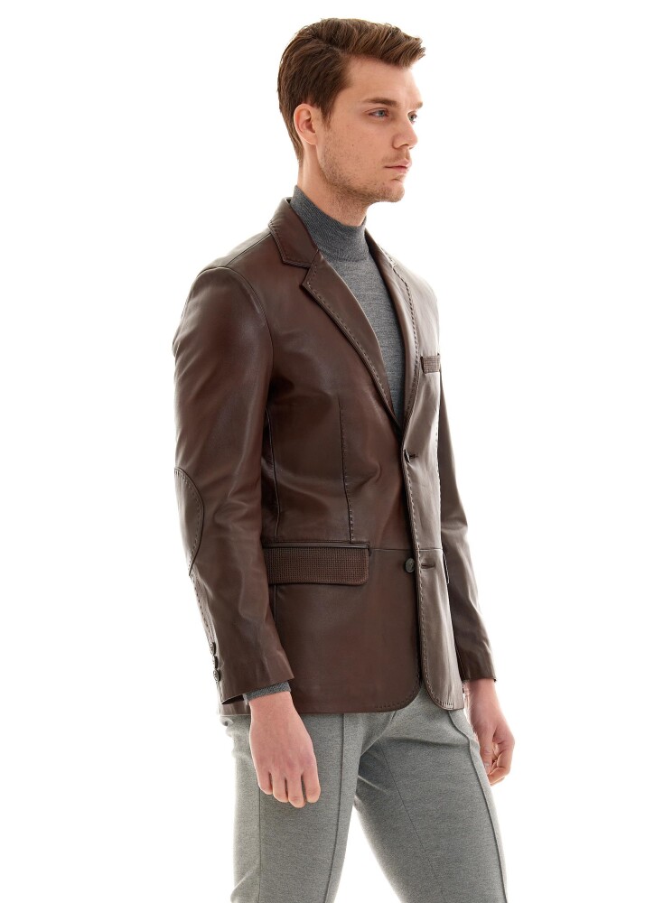 TANGUY SLIM FIT BLAZER LEATHER JACKET - 14