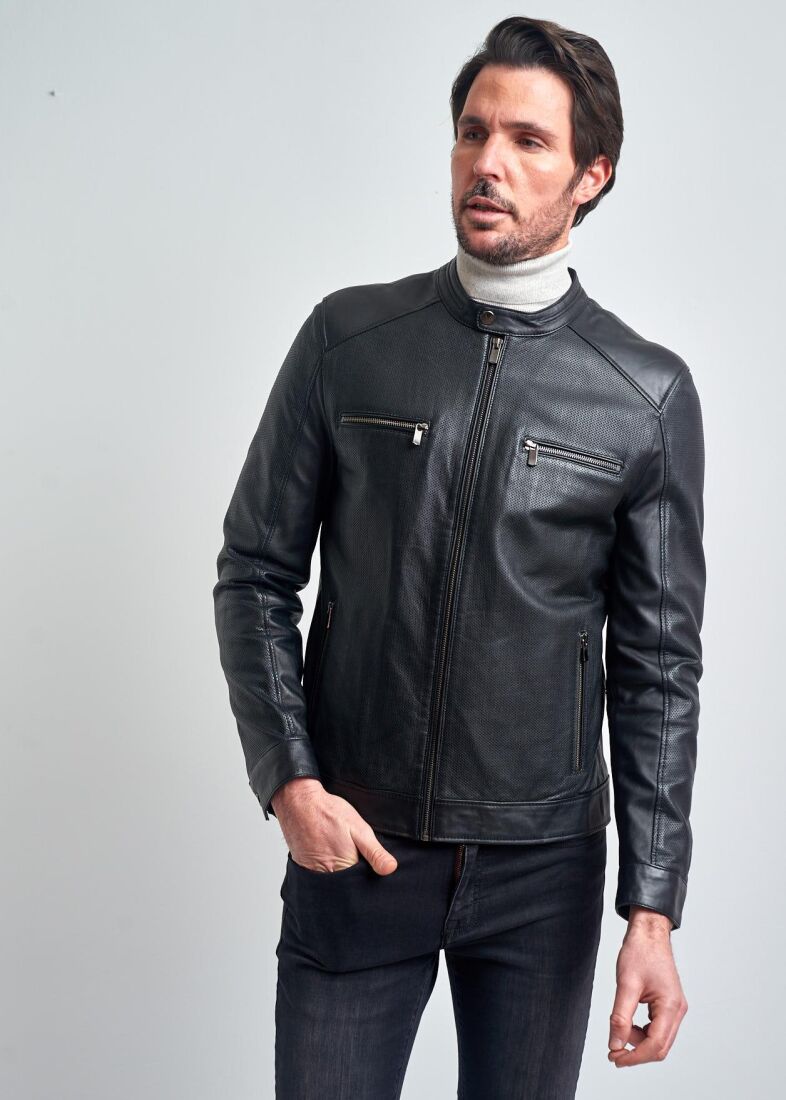 THEODORE SLIM CUT BIKER GENUINE LEATHER JACKET - 4