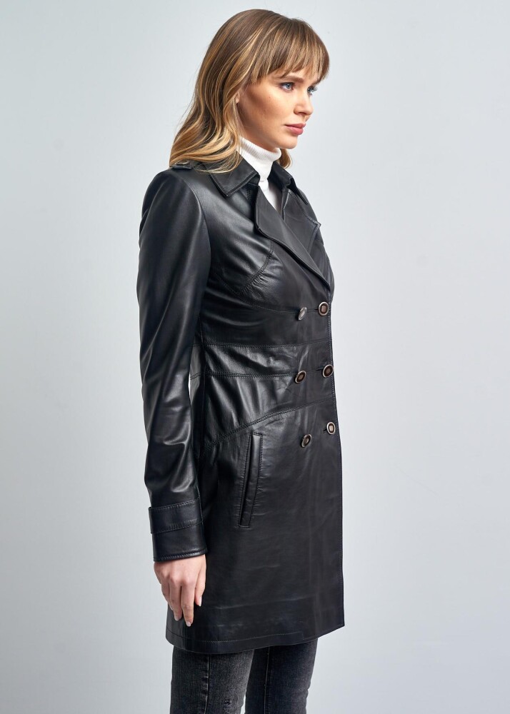 WOMEN'S LEATHER TRENCH COAT - 3