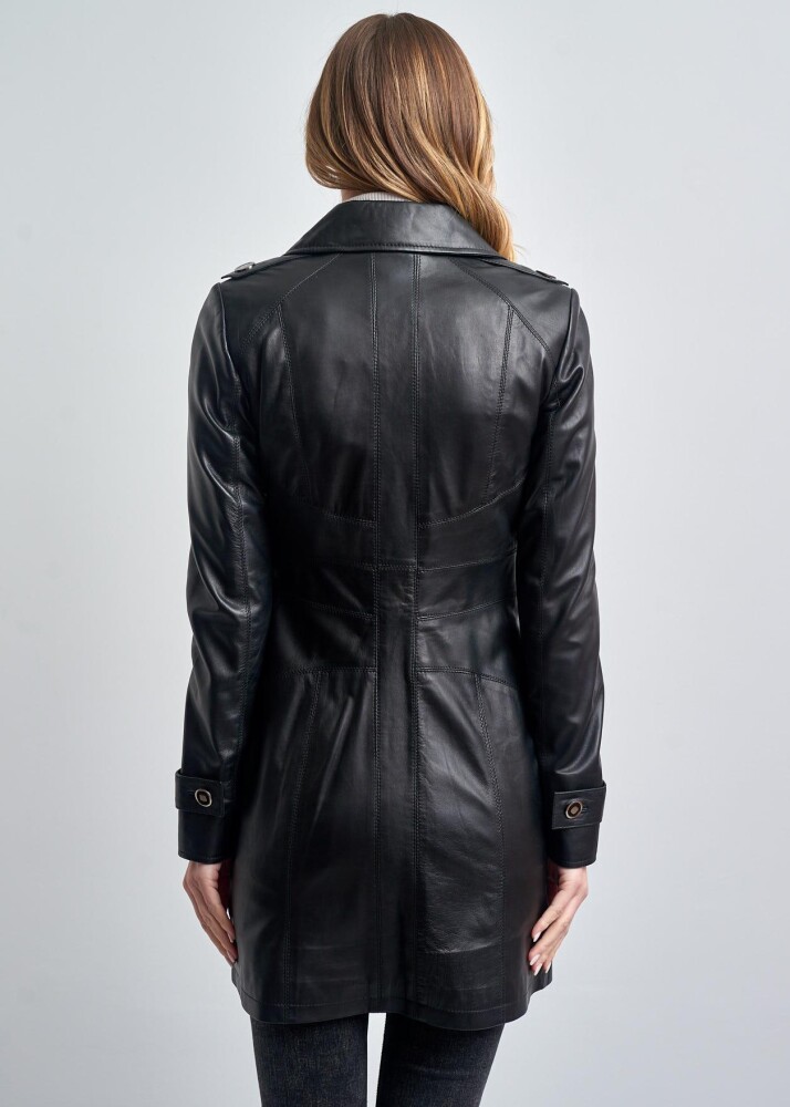 WOMEN'S LEATHER TRENCH COAT - 5