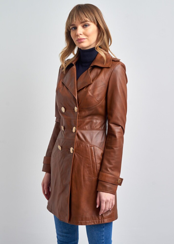 WOMEN'S LEATHER TRENCH COAT - 10