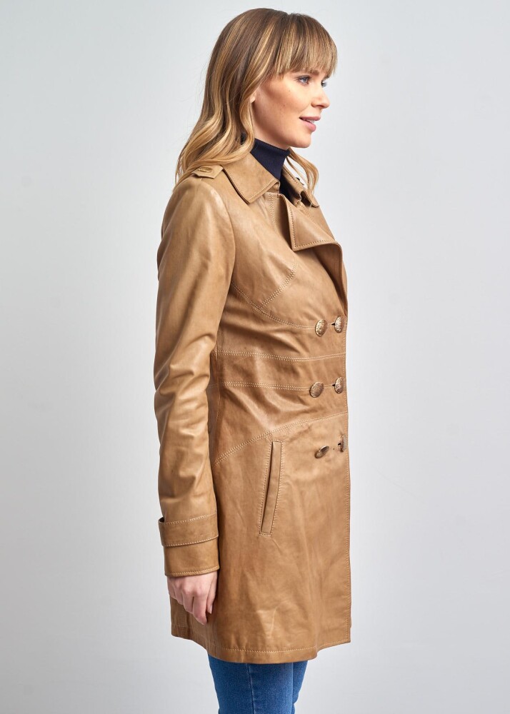 WOMEN'S LEATHER TRENCH COAT - 14