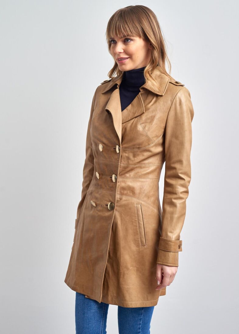 WOMEN'S LEATHER TRENCH COAT - 15