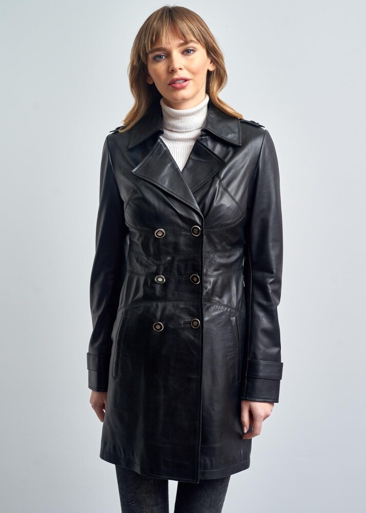 WOMEN'S LEATHER TRENCH COAT - Pierre Cardin (1)